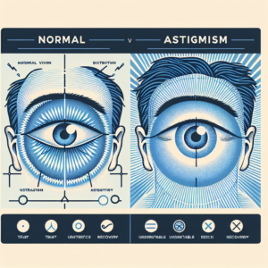 Comparación de visión normal vs visión con astigmatismo