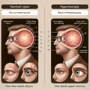 Comparación de visión normal vs visión con hipermetropía