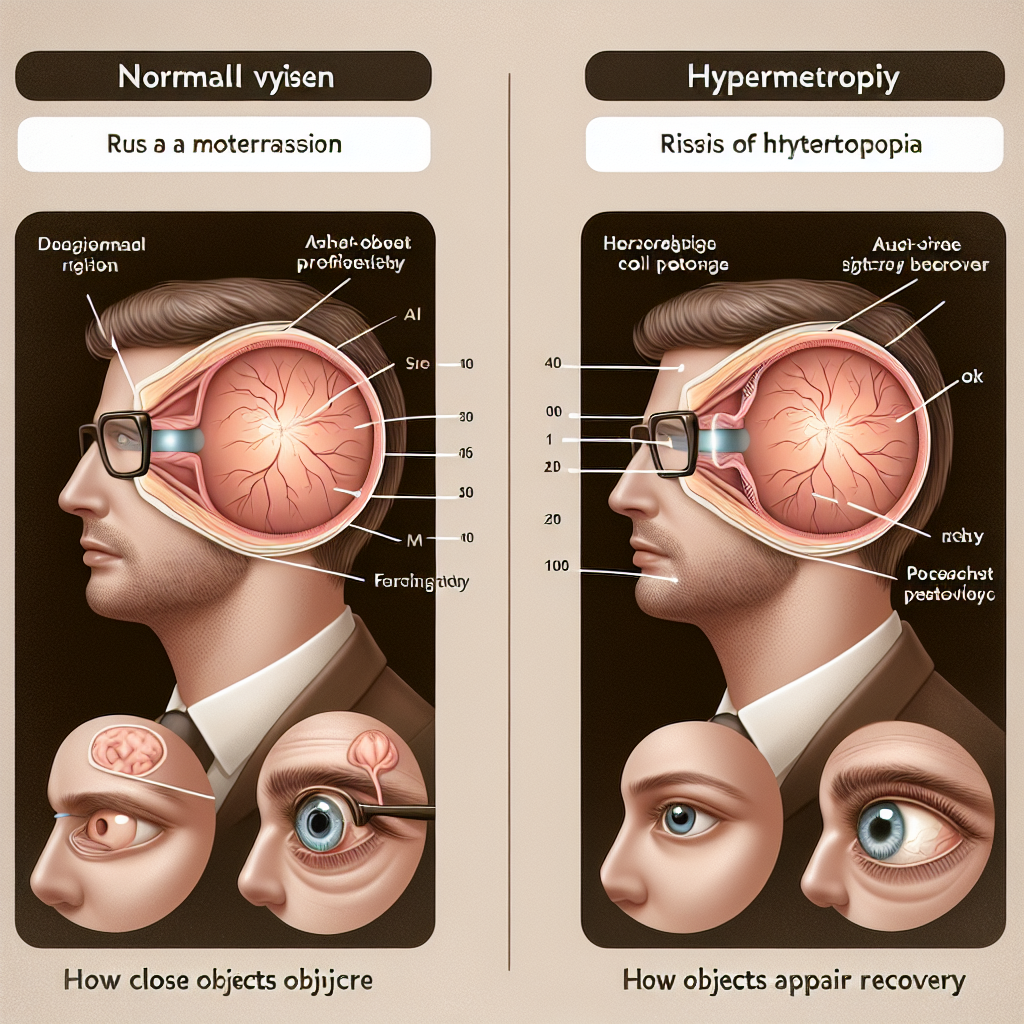 Comparación de visión normal vs visión con hipermetropía