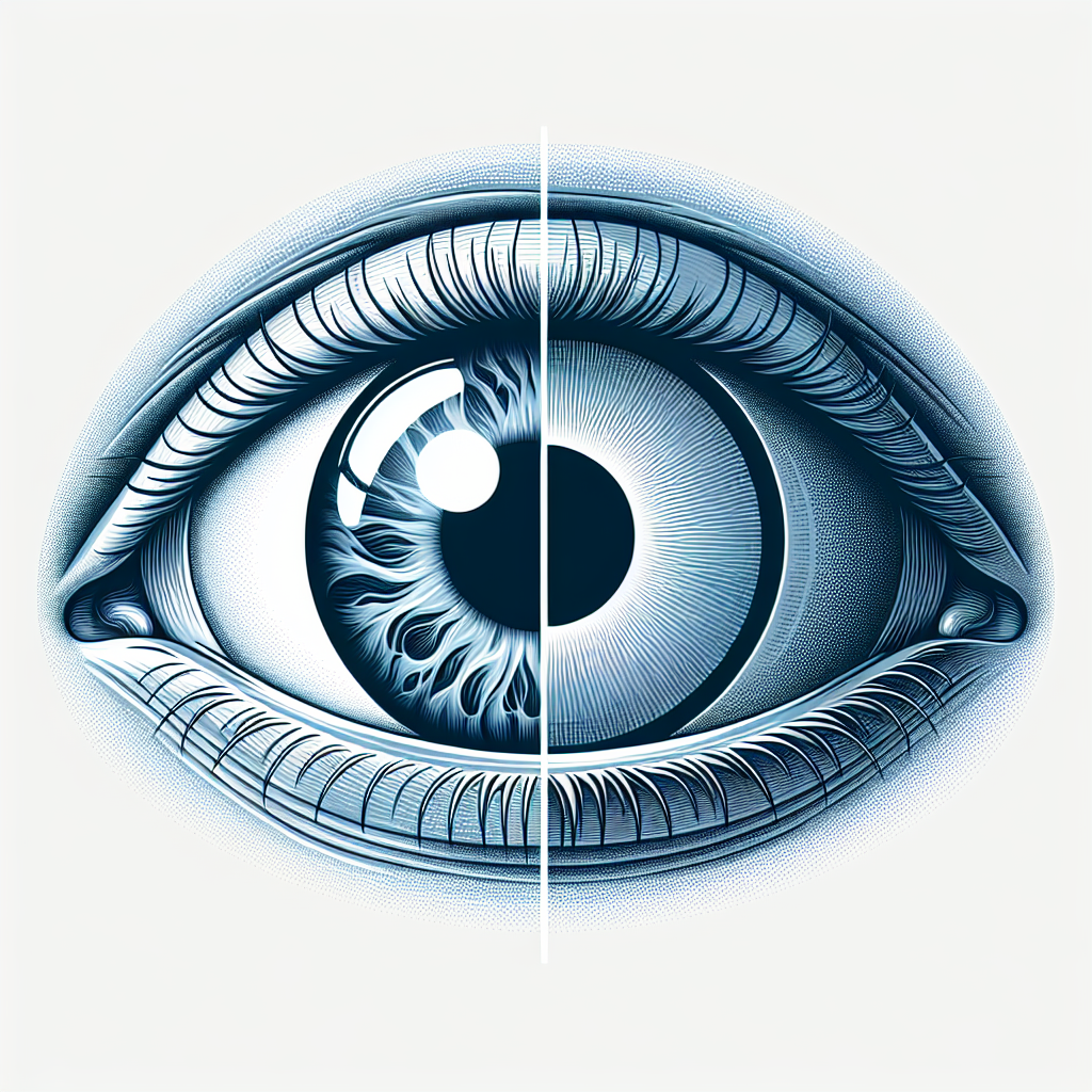 Diagrama de ojo con catarata y comparación de visión